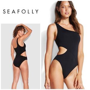 New. SEAFOLLY One shoulder cut out swimsuit. Size 10. Retails $169